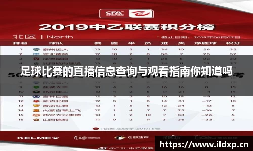 足球比赛的直播信息查询与观看指南你知道吗