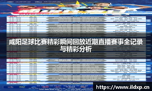 咸阳足球比赛精彩瞬间回放近期直播赛事全记录与精彩分析