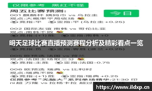 明天足球比赛直播预测赛程分析及精彩看点一览