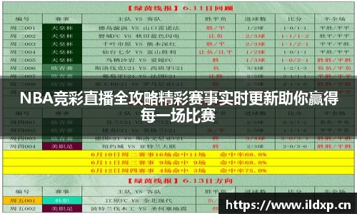 NBA竞彩直播全攻略精彩赛事实时更新助你赢得每一场比赛